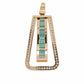 18K Gold Art Deco Channel-Set Emerald Diamond Pendant Necklace