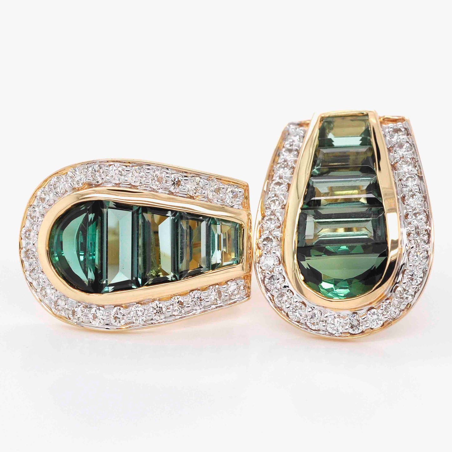diamond earrings with green gemstones