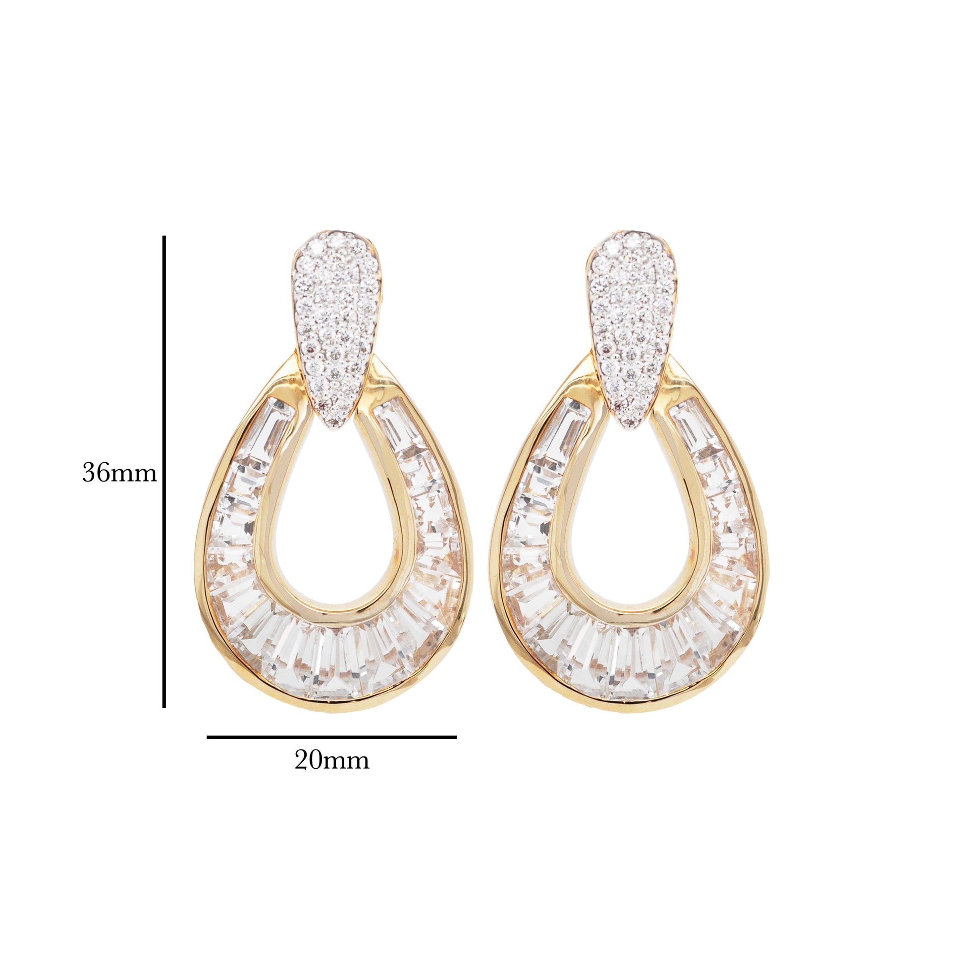 18K Gold White Topaz Diamond Raindrop Earrings - Vaibhav Dhadda Jewelry
