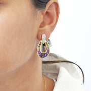 Doorknocker Amethyst Green Tourmaline Earring