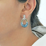 Doorknocker Blue Topaz Peridot Earrings