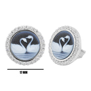 Cameo Swan Earrings with Diamonds