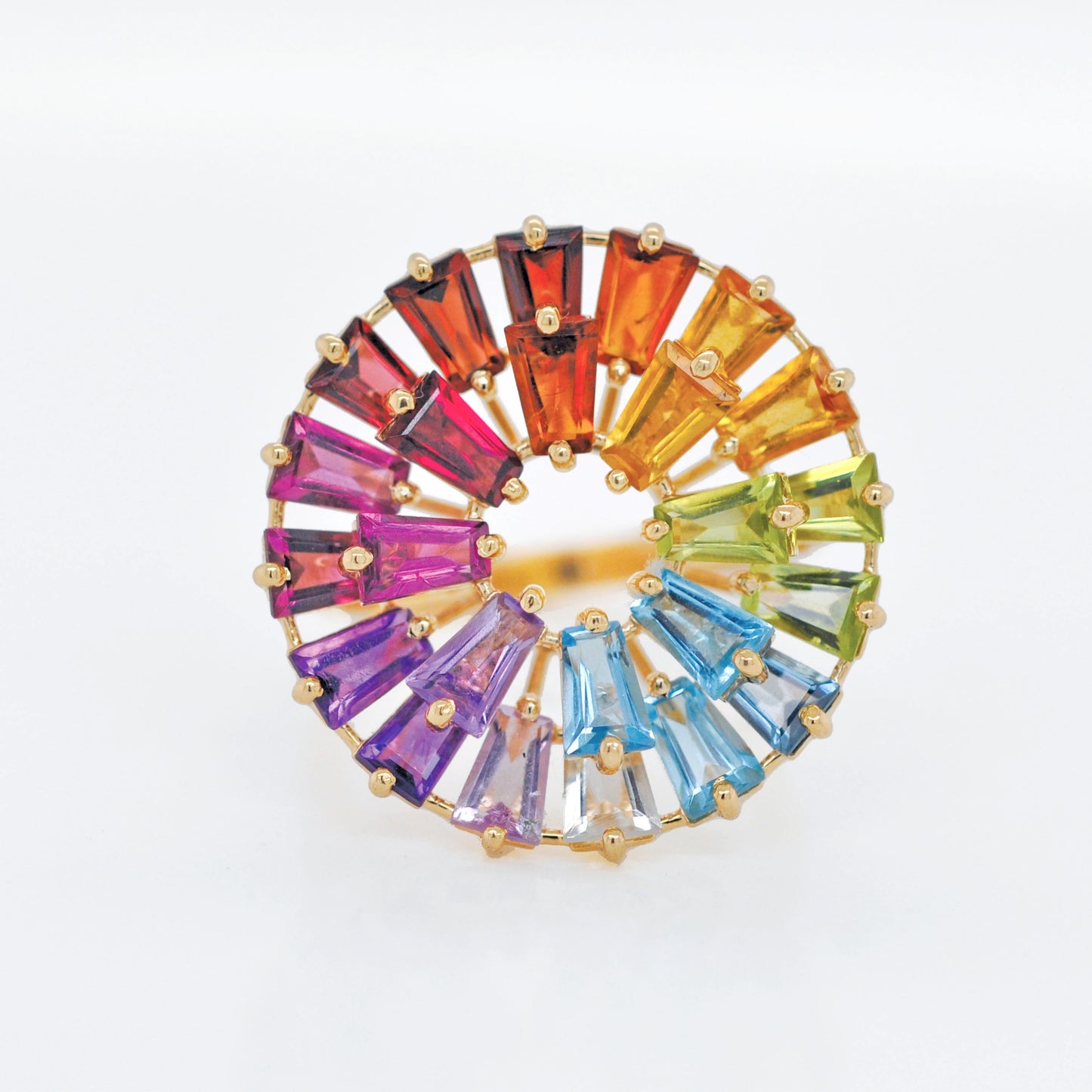 Circle Rainbow Double Layer Prong Ring