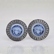 Sterling Silver Medusa Cufflinks with Blue Agate