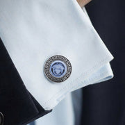 Sterling Silver Medusa Cufflinks with Blue Agate