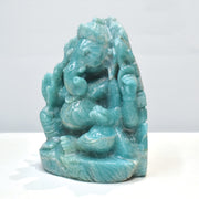 2.70 Kg Hand-Carved Amazonite Ganesha Idol Statue Spiritual Hindu Sculpture