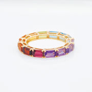 Rainbow Multi Gemstone Eternity Band Ring