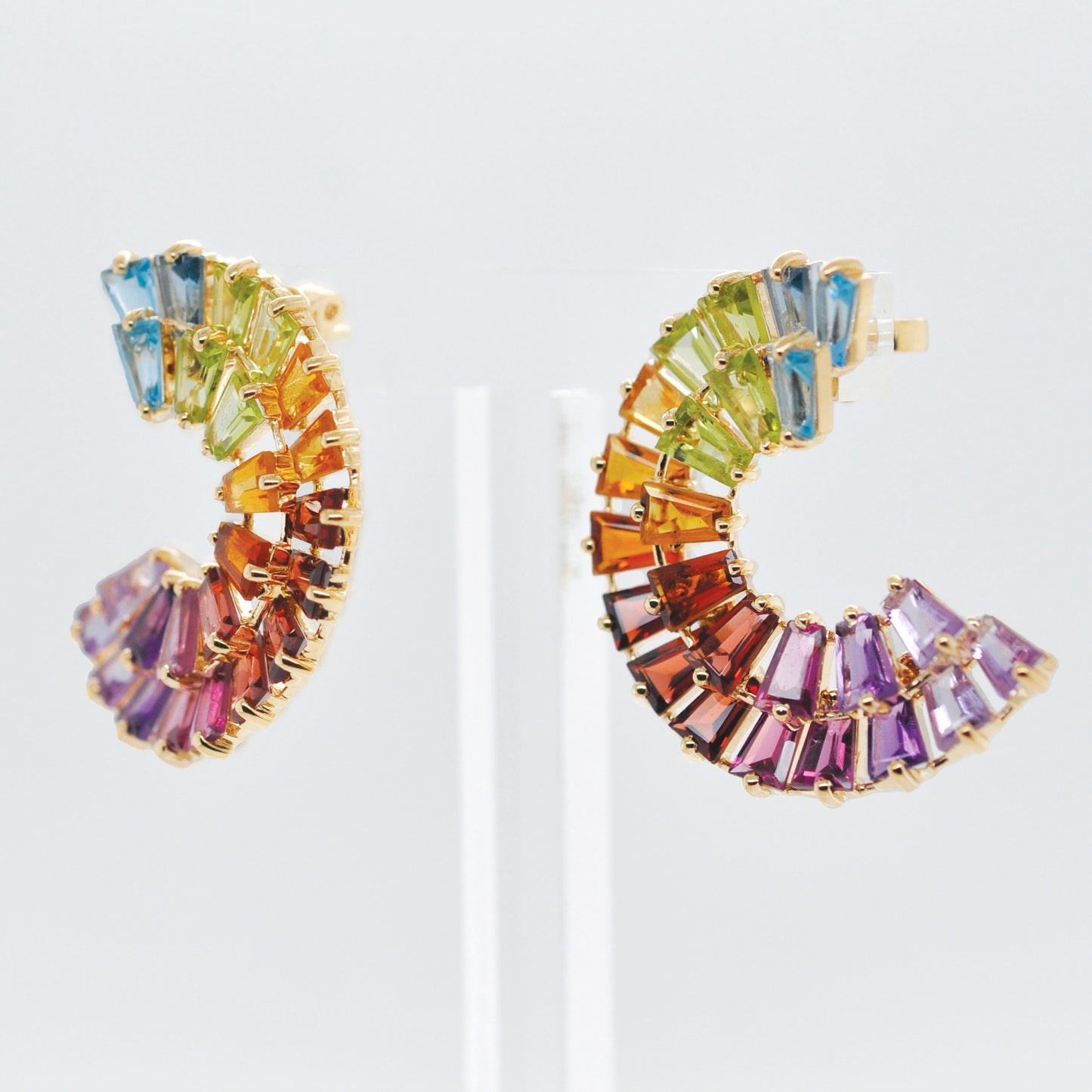 Circle Rainbow Double Layer Stud Earrings