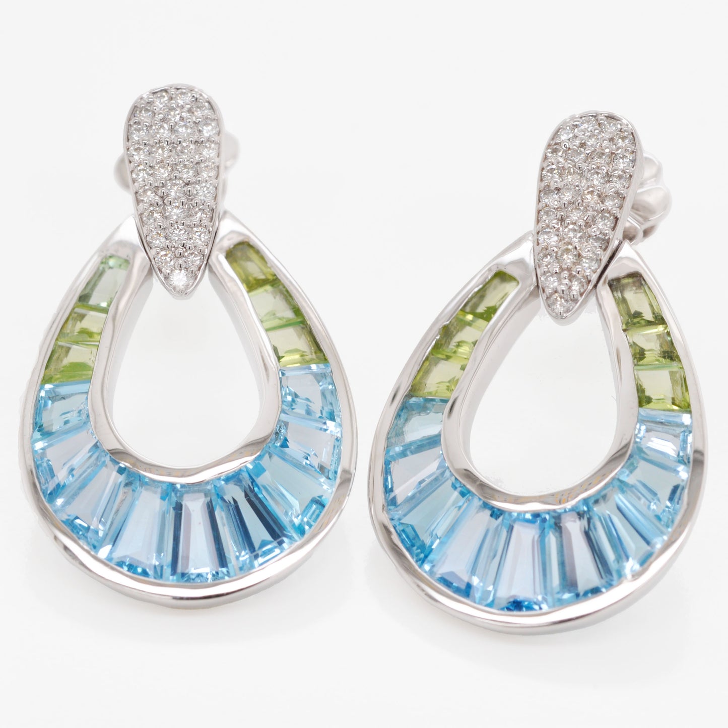 Doorknocker Blue Topaz Peridot Earring