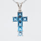 Linear Blue Topaz Cross Pendant
