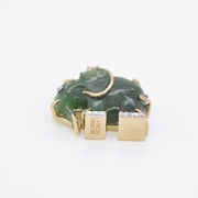 Hand-Carved Nephrite Jade Elephant Diamond Pendant