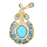 Blue Topaz & Turquoise Lotus Necklace