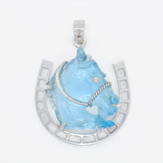 Swiss Blue Topaz Horse Shoe Pendant