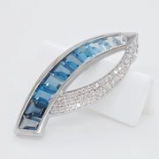 Sickle Blue Topaz Pendant Brooch