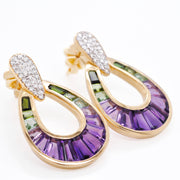 Doorknocker Amethyst Green Tourmaline Earring