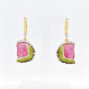 Hand-Carved Watermelon Tourmaline Earrings