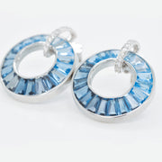 Circle Blue Topaz Diamond Earrings