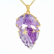 Hand-Carved Amethyst Parrot Pendant