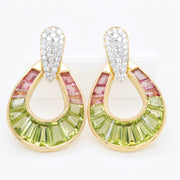 Doorknocker Pink Tourmaline  Peridot Earrings