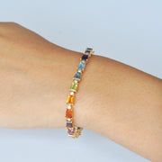 Tennis Link Bracelet: Rainbow Gemstones & Diamond