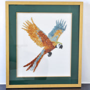 Macaw Bird Aquamarine Citrine Peridot Tourmaline Pearl Gemstone Wall Painting