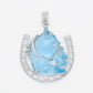 Hand-Carved Swiss Blue Topaz Horse Shoe Pendant