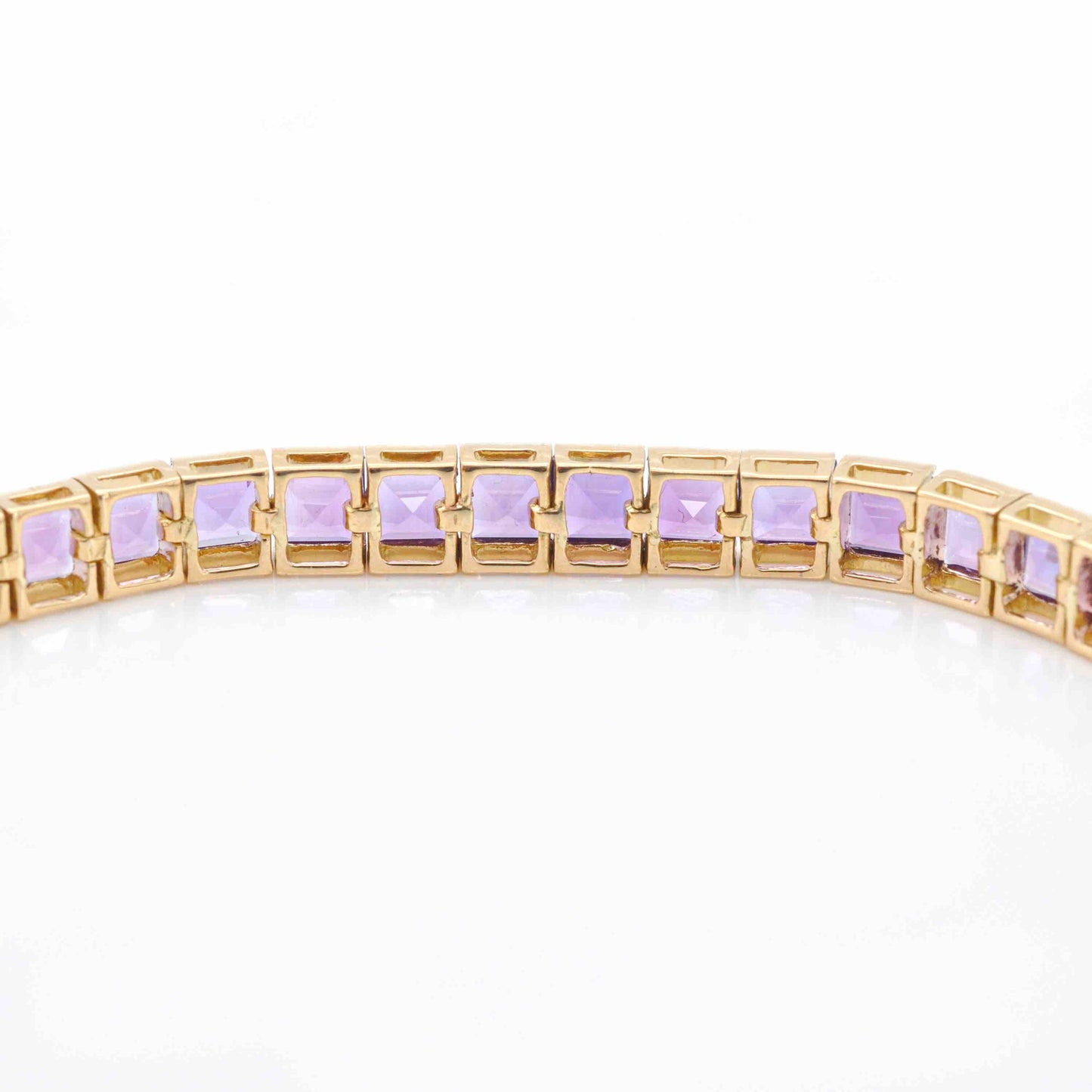 18K Gold Amethyst Art Deco Tennis Line Bracelet
