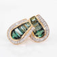 green tourmaline gemstone stud earrings with diamonds gold