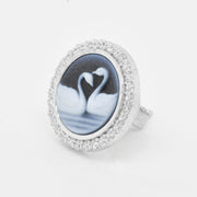Cameo Swan Earrings with Diamonds