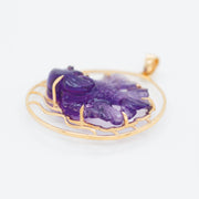 Hand Carved Amethyst Fish Pendant