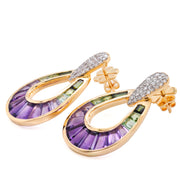 Doorknocker Amethyst Green Tourmaline Earring