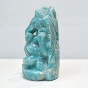 2.70 Kg Hand-Carved Amazonite Ganesha Idol Statue Spiritual Hindu Sculpture