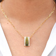 Pyramid Peridot Green Tourmaline Pendant