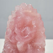 2.27 Kg Rose Quartz Ganesha Idol Lotus Shape Sculpture Figurine