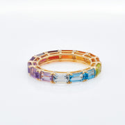 Rainbow Multi Gemstone Eternity Band Ring
