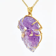 Hand-Carved Amethyst Parrot Pendant