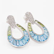 Doorknocker Blue Topaz Peridot Earrings