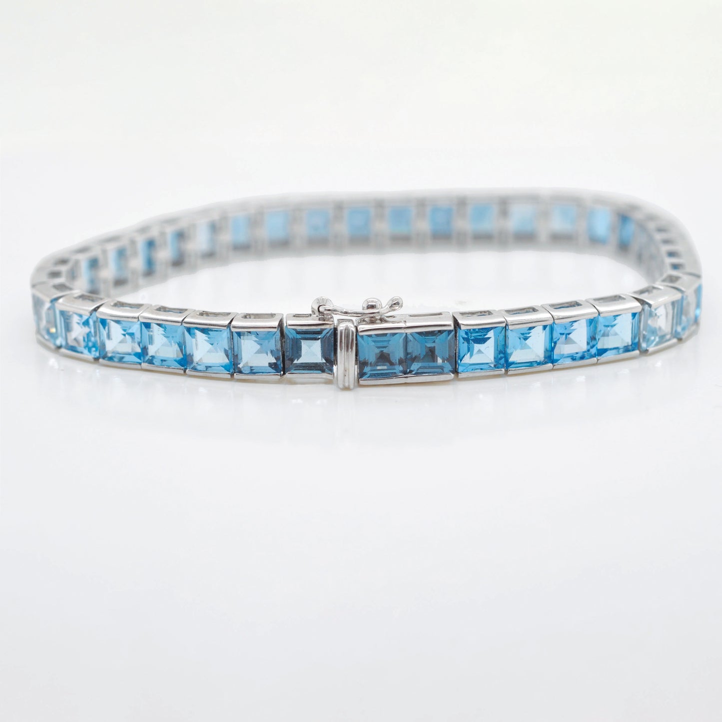 Tennis Bracelet - Blue Topaz Square Edition