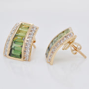 Pyramid Peridot Green Tourmaline Earrings
