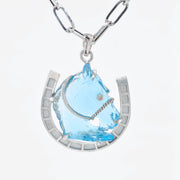 Swiss Blue Topaz Horse Shoe Pendant