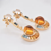 Twilight Citrine Topaz Sapphire Dangle Earrings