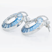 Circle Blue Topaz Diamond Earrings