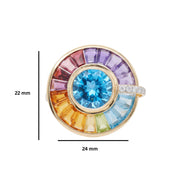 Circle Multicolor Gemstone Rotating Ring
