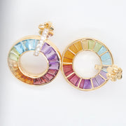 Circle Rainbow Diamond Earrings