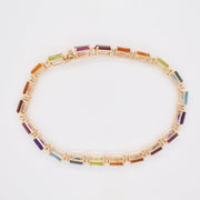 Tennis Link Bracelet: Rainbow Gemstones & Diamond