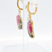 Hand-Carved Watermelon Tourmaline Earrings