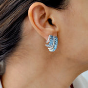 Blue Topaz & Diamond Drift Hoop Earrings