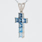 Linear Blue Topaz Cross Pendant