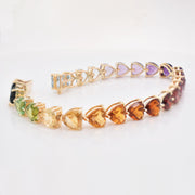 Rainbow Tennis Heart Bracelet