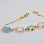 Prehnite Rose Quartz Aquamarine Bracelet
